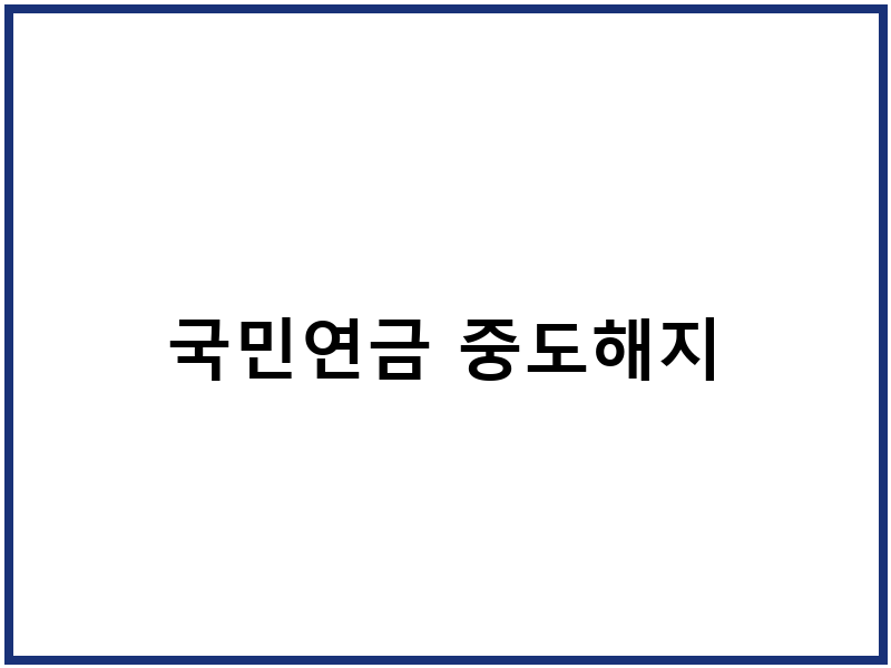 국민연금 중도해지